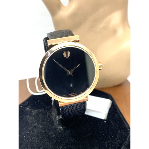 Movado Women\'s Watch 0607677 Museum Rose Gold Black Dial Swiss Automatic 32mm